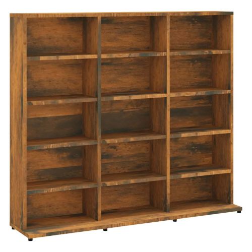 Етажерка за дискове опушен дъб 100x23x89,5 см инженерно дърво