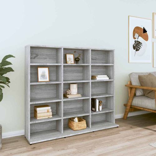 Етажерка за дискове сив сонома 100x23x89,5 см инженерно дърво