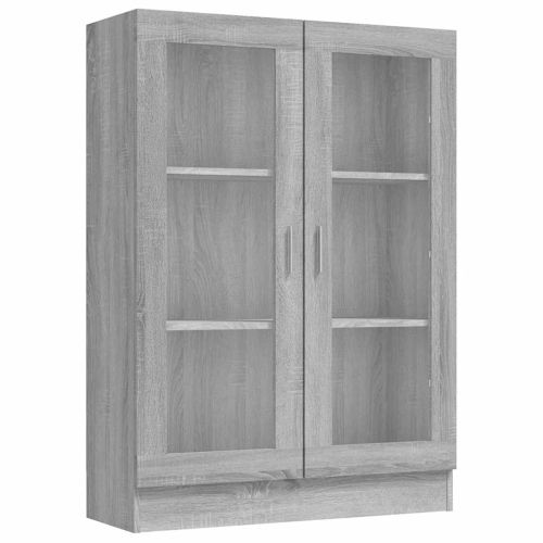 Шкаф витрина, сив сонома, 82,5x30,5x115 см, инженерно дърво