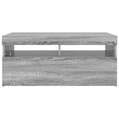 ТВ шкаф с LED осветление, сив сонома, 90x35x40 см