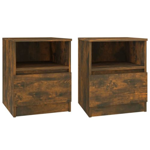 Нощни шкафчета 2 бр опушен дъб 40x40x50 см инженерно дърво