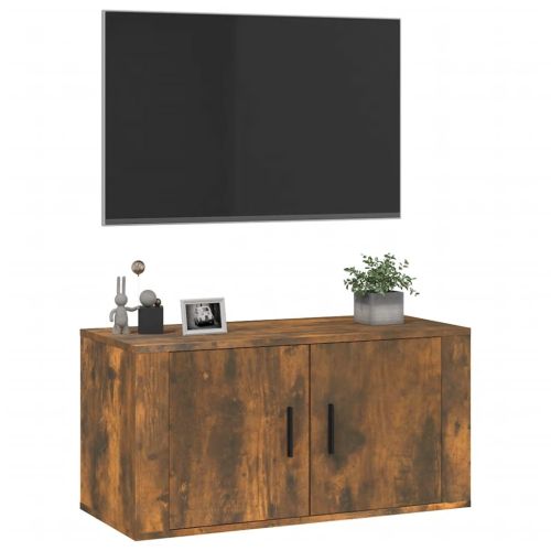 ТВ шкаф за стенен монтаж, oпушен дъб, 80x34,5x40 см