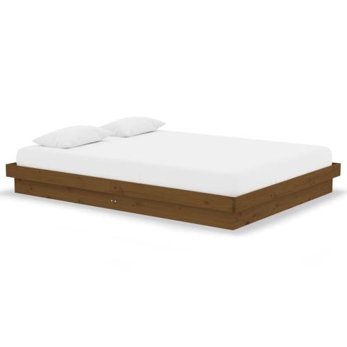 Рамка за легло меденокафява дърво масив 135x190 cм Double