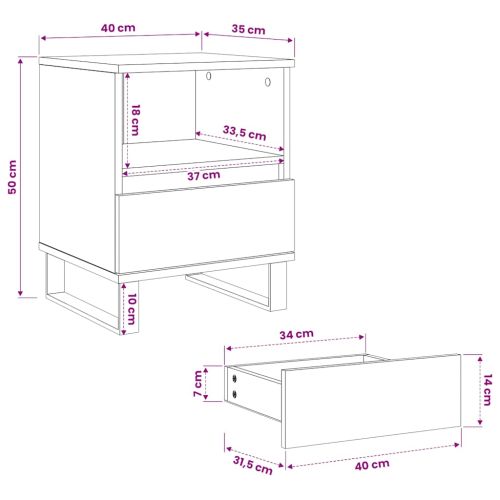 Нощно шкафче опушен дъб 40x35x50 см инженерно дърво
