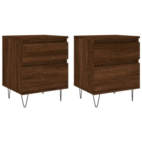 Нощни шкафчета 2 бр кафяв дъб 40x35x50 см инженерно дърво