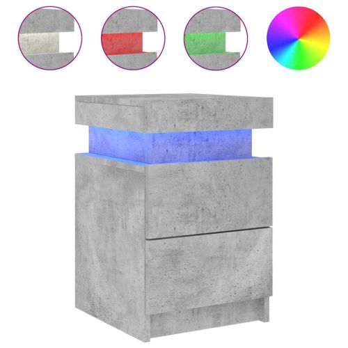 Нощно шкафче с LED осветление, бетонно сив, 35x39x55 см