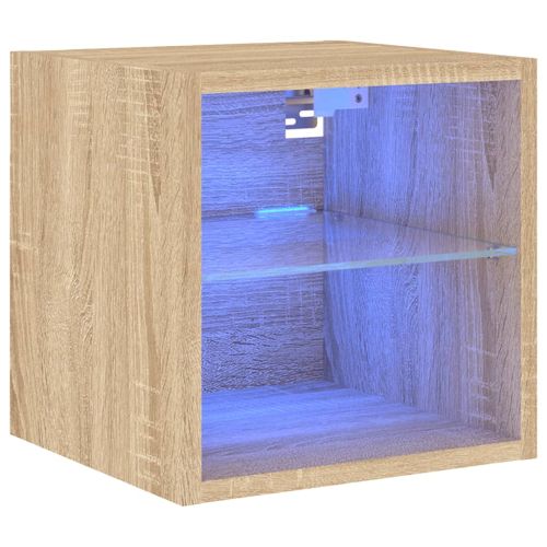 Стенен ТВ шкаф с LED осветление, сонома дъб, 30x28,5x30 см