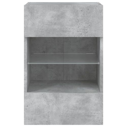 Стенен ТВ шкаф с LED осветление, бетонно сив, 40x30x60,5 см