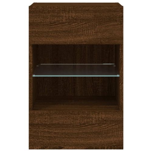 Стенен ТВ шкаф с LED осветление, кафяв дъб, 40x30x60,5 см
