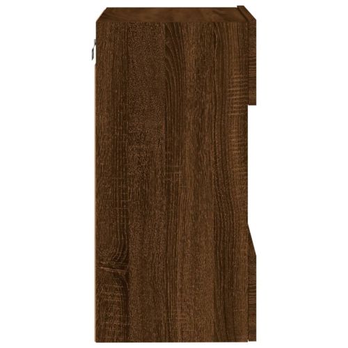 Стенен ТВ шкаф с LED осветление, кафяв дъб, 40x30x60,5 см