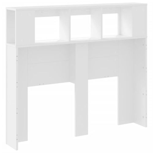 LED горна табла за легло бяла 120x18,5x103,5 см инженерно дърво