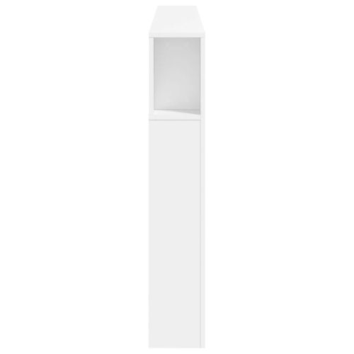 LED горна табла за легло бяла 200x18,5x103,5 см инженерно дърво