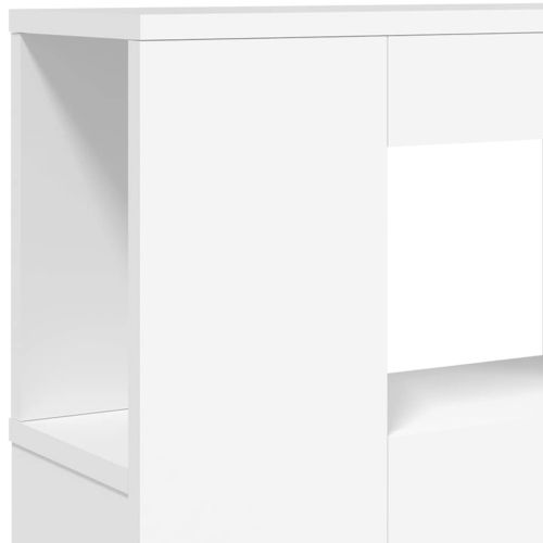 LED горна табла за легло бяла 200x18,5x103,5 см инженерно дърво