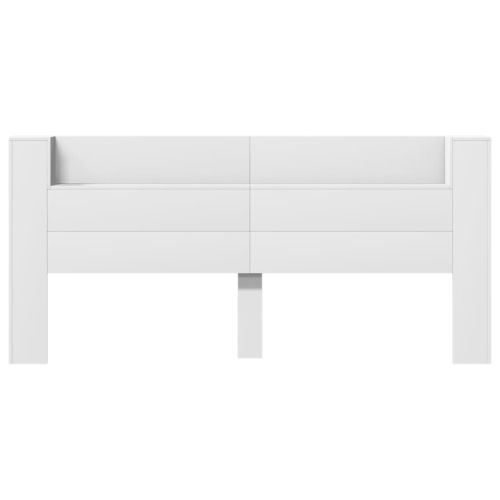 Табла шкаф с LED, бял, 220x16,5x103,5 см