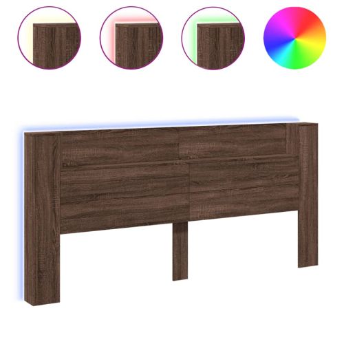 Табла шкаф с LED, кафяв дъб, 220x16,5x103,5 см