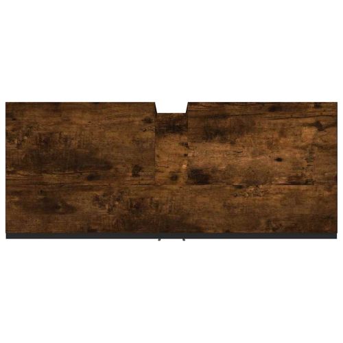Шкаф за мивка за баня, опушен дъб, 80x33x60 см, инженерно дърво
