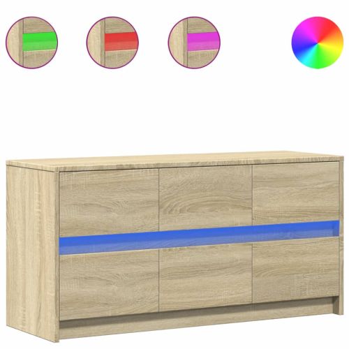 ТВ шкаф с LED, сонома дъб, 100x34x50 см, инженерно дърво
