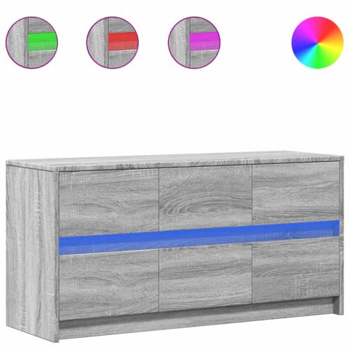 ТВ шкаф с LED, сив сонома, 100x34x50 см, инженерно дърво