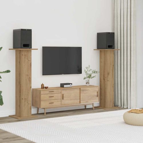 Стойки за тонколони 2 бр дъб артизан 30x30x95см инженерно дърво