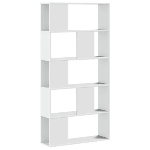 Библиотека 5 рафта бяла 80,5x23,5x162,5 см инженерно дърво