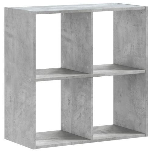 Библиотека, бетонно сива, 68,5x32x68,5 см, инженерно дърво