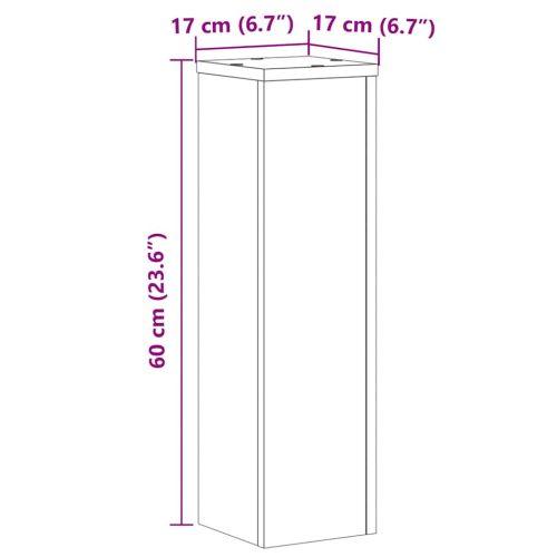 Стойки за растения 2 бр бели 17x17x60 см инженерно дърво
