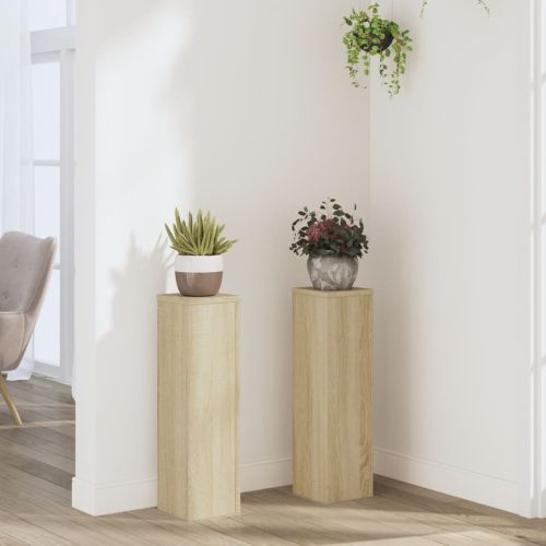 Стойки за растения 2 бр дъб сонома 17x17x60 см инженерно дърво
