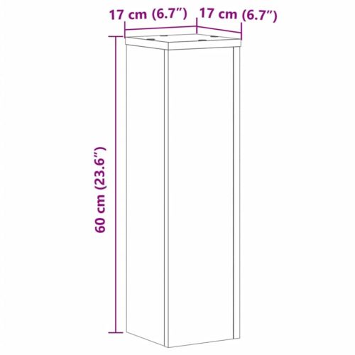 Стойки за растения 2 бр дъб артизан 17x17x60 см инженерно дърво
