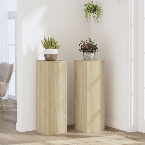 Стойки за растения 2 бр дъб сонома 25x25x80 см инженерно дърво