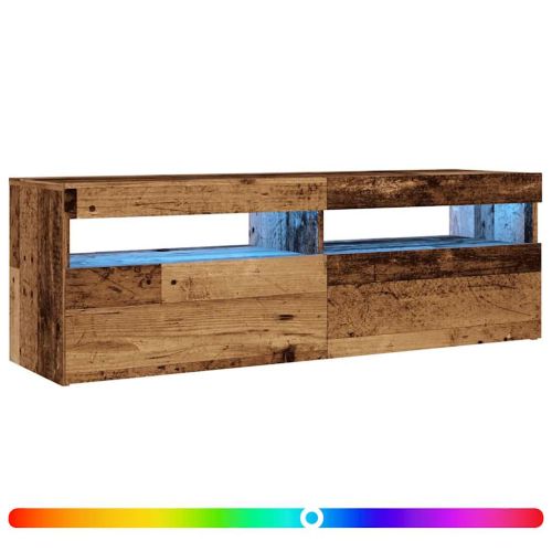 ТВ шкаф с LED осветление, 120x35x40 см, инженерно дърво