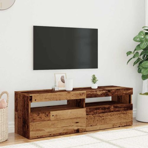 ТВ шкаф с LED осветление, 120x35x40 см, инженерно дърво