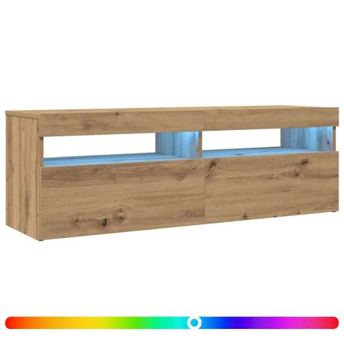 ТВ шкаф с LED осветление, 120x35x40 см, инженерно дърво