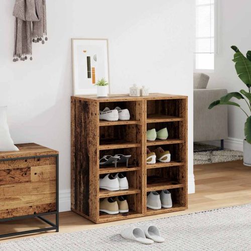 Шкафове за обувки 2 бр старо дърво 32x35x70см инженерно дърво