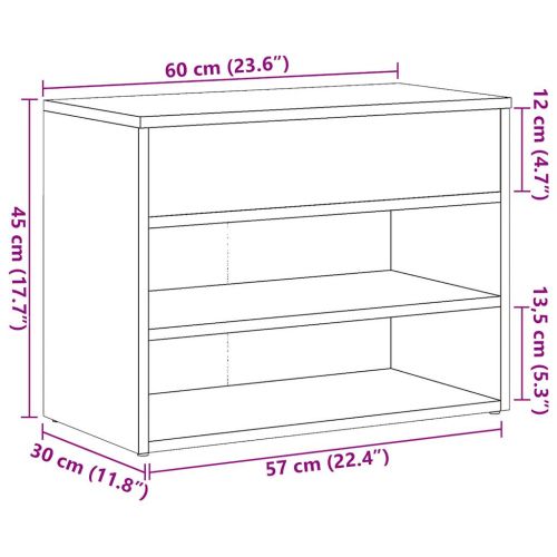 Пейка за обувки от старо дърво 60x30x45 cm Инженерна дървесина