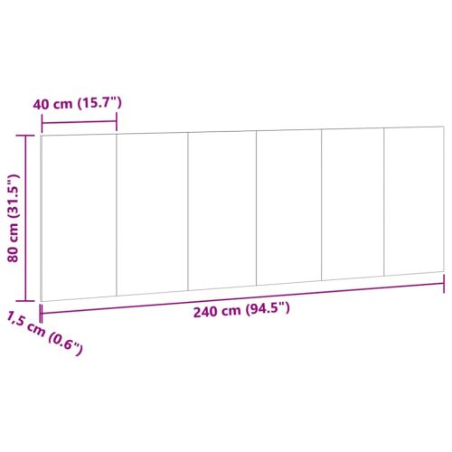 Стенна табла за легло дъб артизан 240x1,5x80 см инженерно дърво