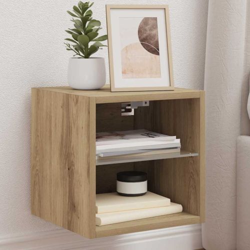 Стенен шкаф за телевизор с LED осветление Artisan Oak