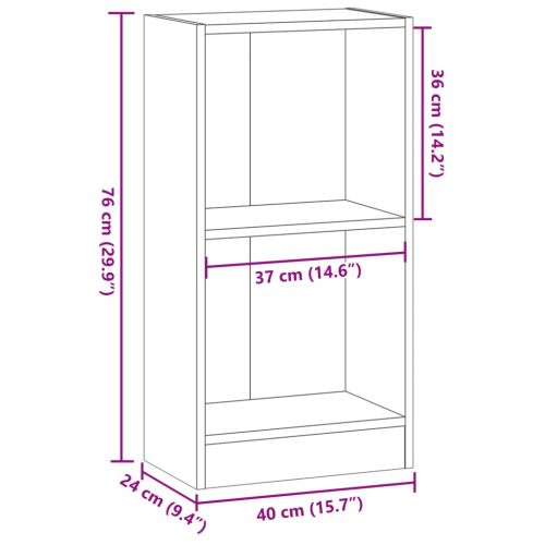 Библиотека, дъб артизан, 40x24x76 см, инженерно дърво