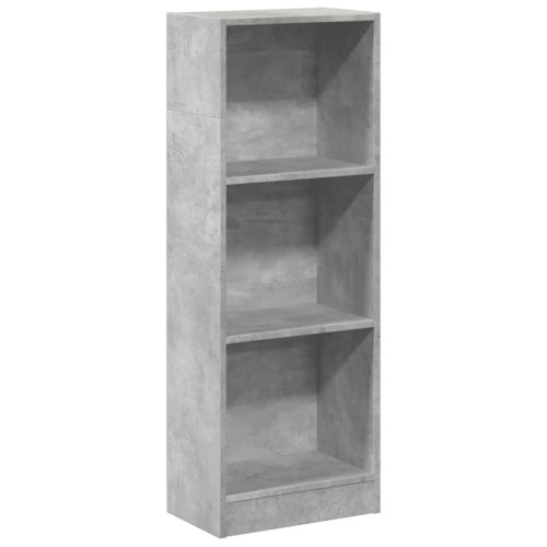 Библиотека, бетонно сива, 40x24x109 см, инженерно дърво