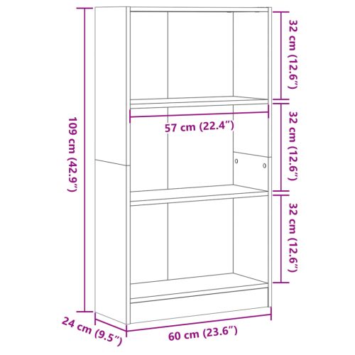 Библиотека черна 60x24x109 см инженерно дърво