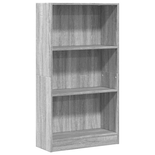 Библиотека, сив сонома, 60x24x109 см, инженерно дърво