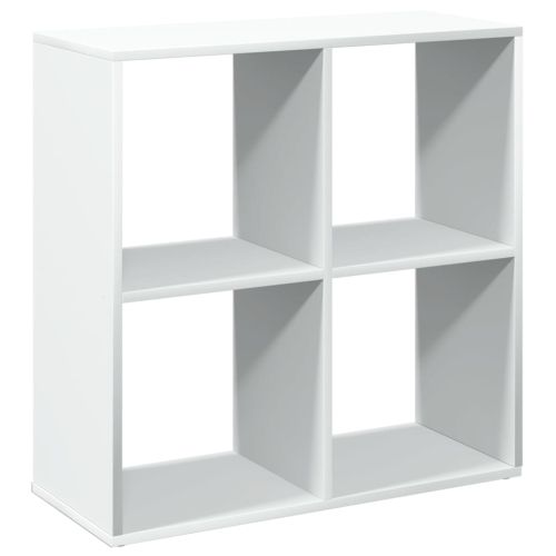 Разделител за стая, библиотека, бял, 69,5x29x69,5 см, инженерно дърво