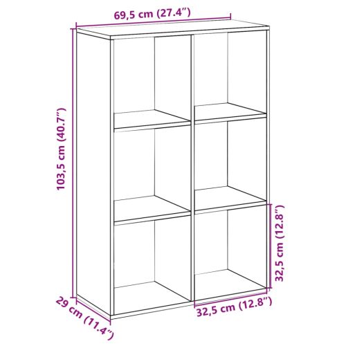 Разделител за стая / библиотека, опушен дъб, 69,5x29x103,5 см
