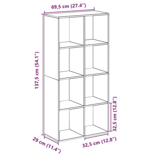 Разделител за стая / библиотека, сив сонома, 69,5x29x137,5 см