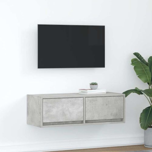 ТВ шкаф, бетонно сив, 80x31x25,5 см, инженерно дърво