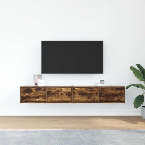 ТВ шкафове 2 бр Опушен дъб 80x31x25,5 см инженерно дърво