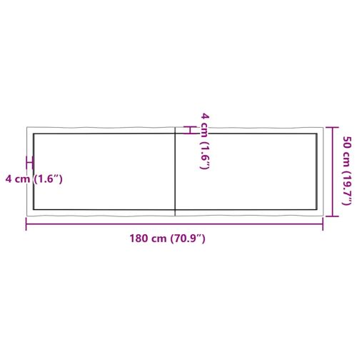 Плот за маса светлокафяв 180x50x(2-4) см обработен масивен дъб