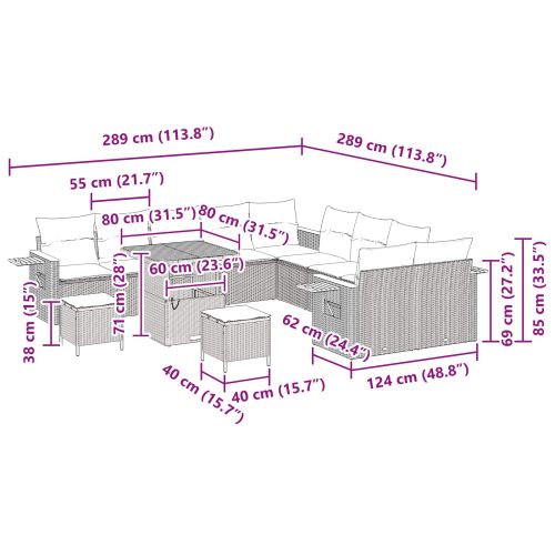Градински Софа Комплект 13 бр. 13-Брой места Черно
