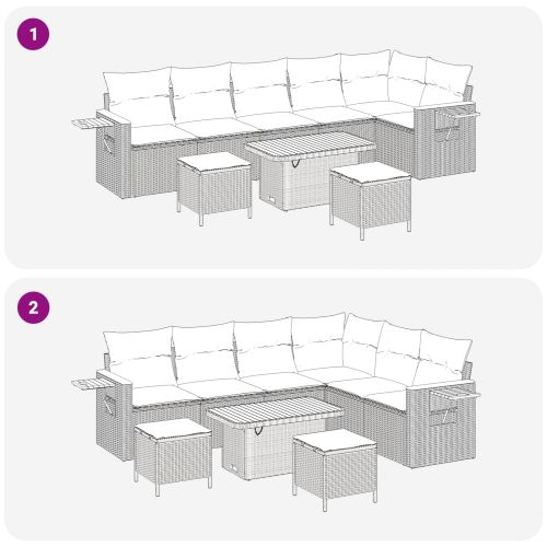Градински Софа Комплект 9 pcs Черно полиратан