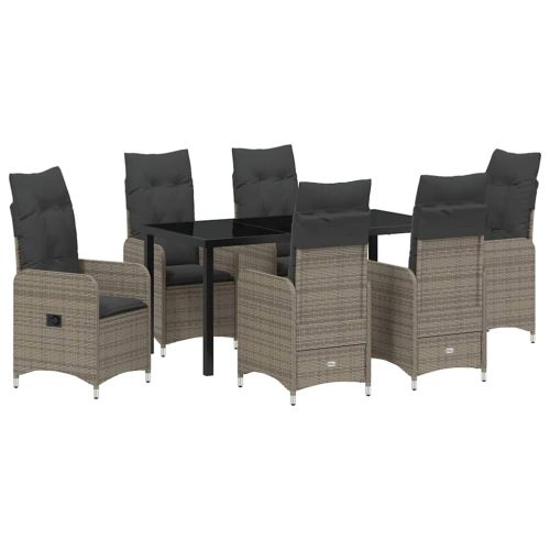 Комплект за хранене в градината 7 pcs Сив полиратан
