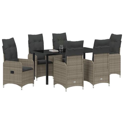 Комплект за хранене в градината 7 pcs Сив полиратан